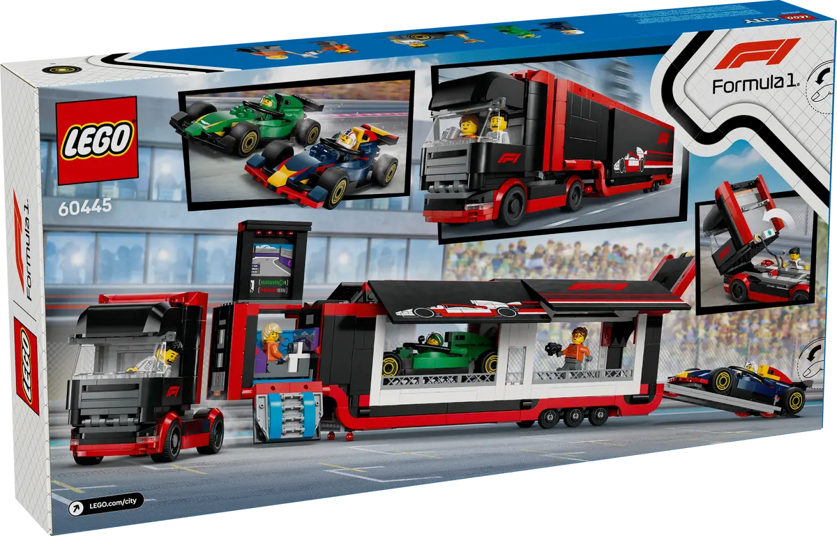 Lego City F1 Truck with RB20 & AMR24 F1 Cars