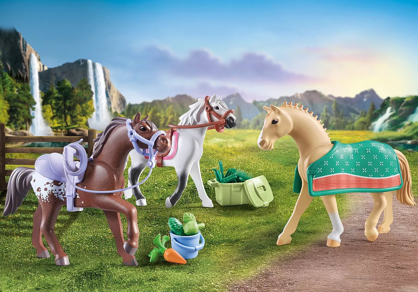 Playmobil Horses of Waterfall: Three Horse Set: Morgan, Quarter Horse & Shagya Araber